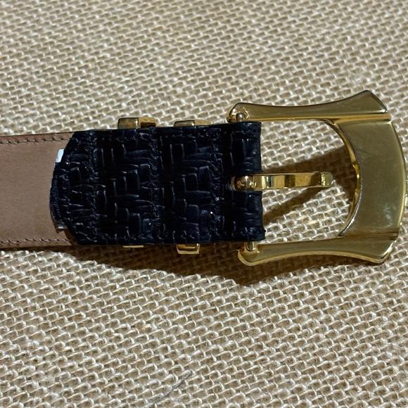 Mezlan Men's Leather Dress Belt Black Made in Spain Sz 40 2-Tone Buckle 1¼" Wide - Picture 6 of 13